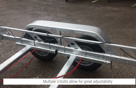 A boat trailer with Multiple U-bolts allow for great adjustability