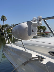 A fender system installed next to a boat fender